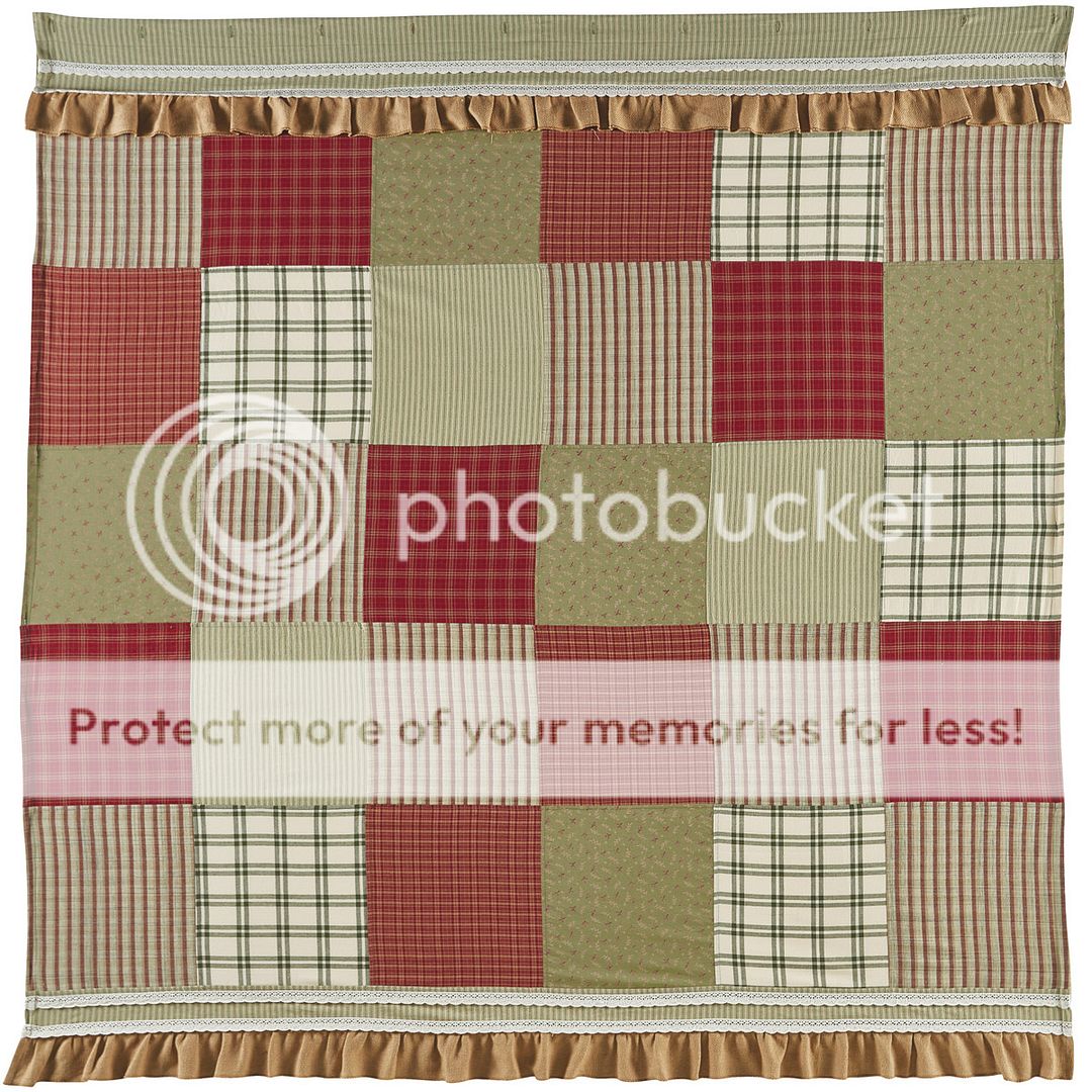 VHC Rustic Shower Curtain Braxton Bath Rod Pocket Red Cotton Plaid